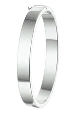 Zilveren bangle - Gerhodineerd - Vlakke buis - Scharnier - 8 mm - 60 mm