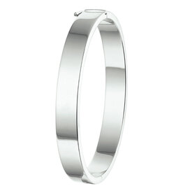 Zilveren bangle - Gerhodineerd - Vlakke buis - Scharnier - 8 mm - 60 mm