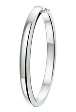 Zilveren bangle - Gerhodineerd - Bolle buis - Scharnier - 6 mm - 60 mm