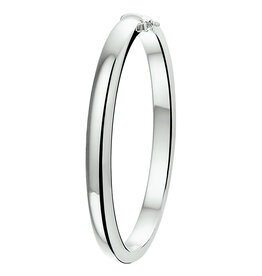 Zilveren bangle - Gerhodineerd - Bolle buis - Scharnier - 6 mm - 60 mm