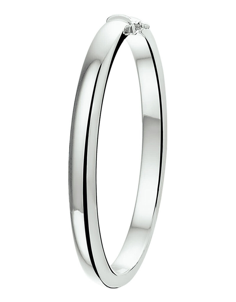 Zilveren bangle - Gerhodineerd - Bolle buis - Scharnier - 6 mm - 60 mm