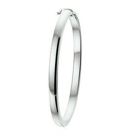 Zilveren bangle - Gerhodineerd - Bolle buis - Scharnier - 5 mm - 60 mm