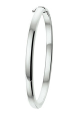Zilveren bangle - Gerhodineerd - Bolle buis - Scharnier - 4 mm - 60 mm