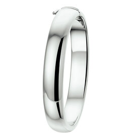 Zilveren bangle - Gerhodineerd - Bolle buis - Scharnier - 10 mm - 60 mm
