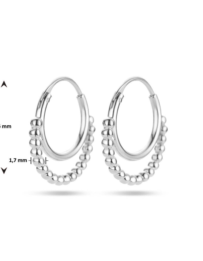 Zilveren oorringen - Gerhodineerd - Bolletjes - 16 mm