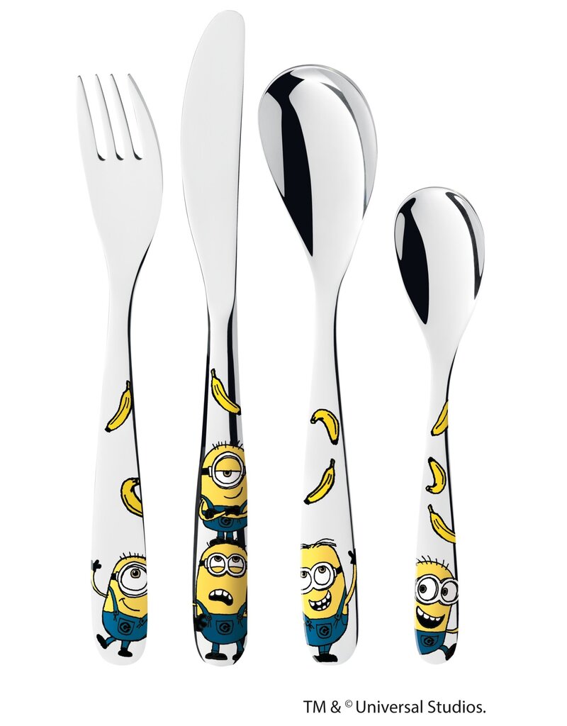 Geboortecadeau - Stalen bestek - 4 delig - Minions