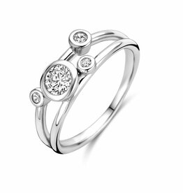 Zilveren ring - Gerhodineerd - Zirkonia - Maat 17.75