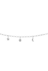 Zilveren bedelarmband - Zon - Maan - Ster - 16 cm
