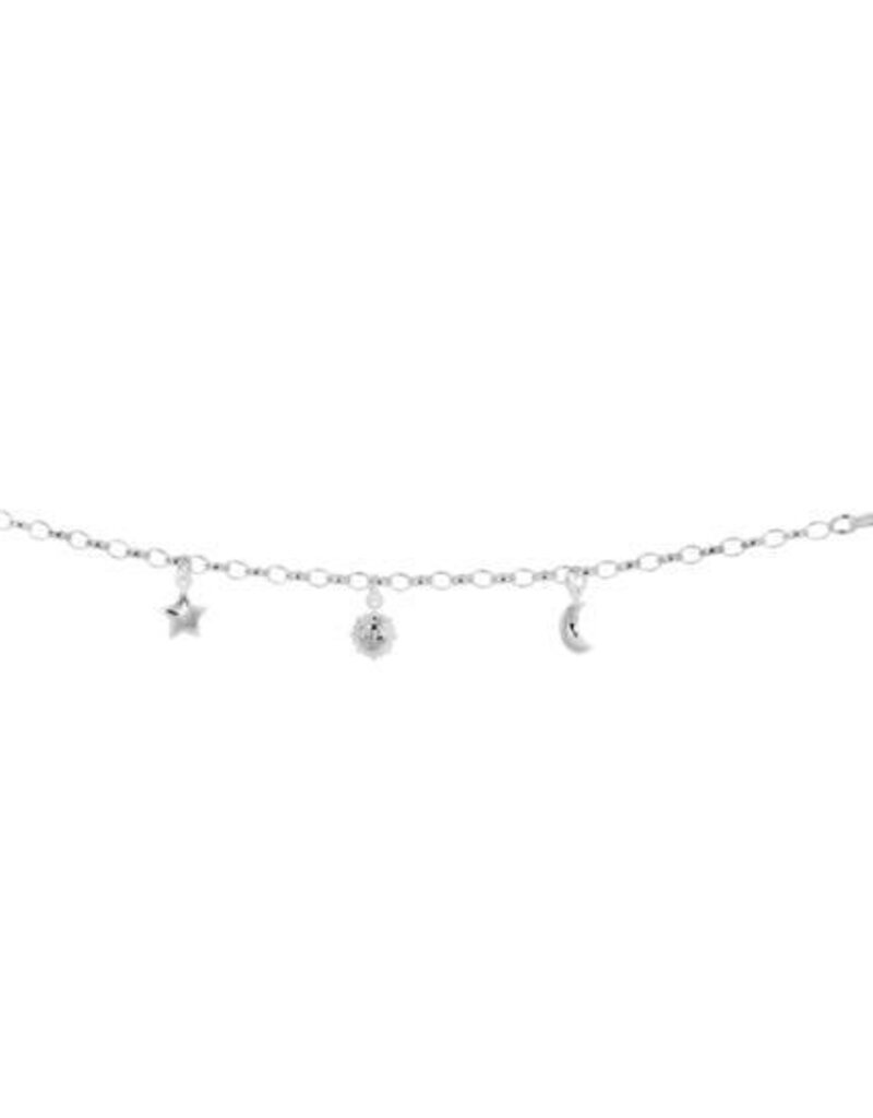 Zilveren bedelarmband - Zon - Maan - Ster - 16 cm