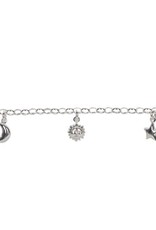 Zilveren bedelarmband - Zon - Maan - Ster - 16 cm