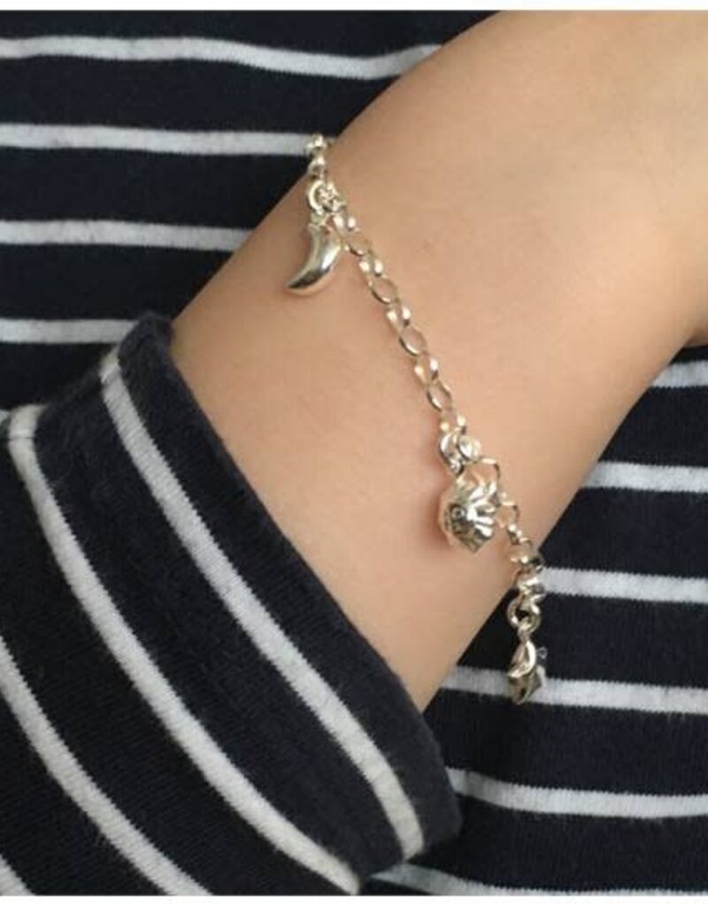 Zilveren bedelarmband - Zon - Maan - Ster - 16 cm