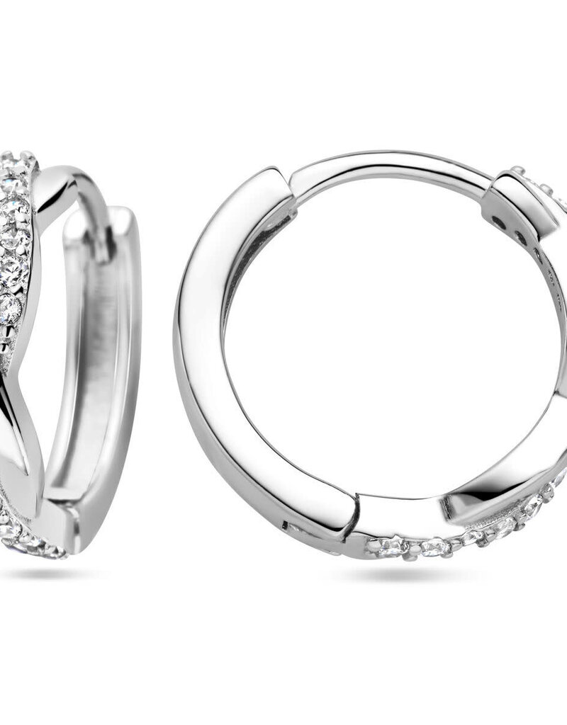 Zilveren oorringen - Gerhodineerd - Zirkonia