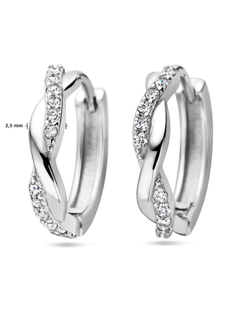Zilveren oorringen - Gerhodineerd - Zirkonia