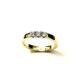 Gouden Memoire ring - 14 karaats - Geel - Briljant - 3x0.09 crt - H/Si - Maat 17