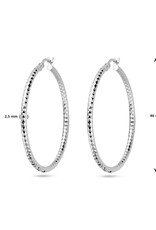Zilveren oorringen - Gerhodineerd - Gediamanteerd - 2.5 mm - 46 mm