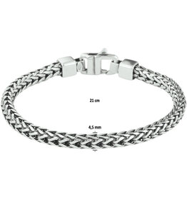 Zilveren armband - Geoxideerd -  Vossestaart - 4,5 mm - 21 cm