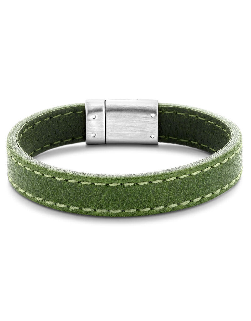 Thomss Leren armband - Groen - 20 cm