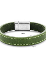 Thomss Leren armband - Groen - 20 cm
