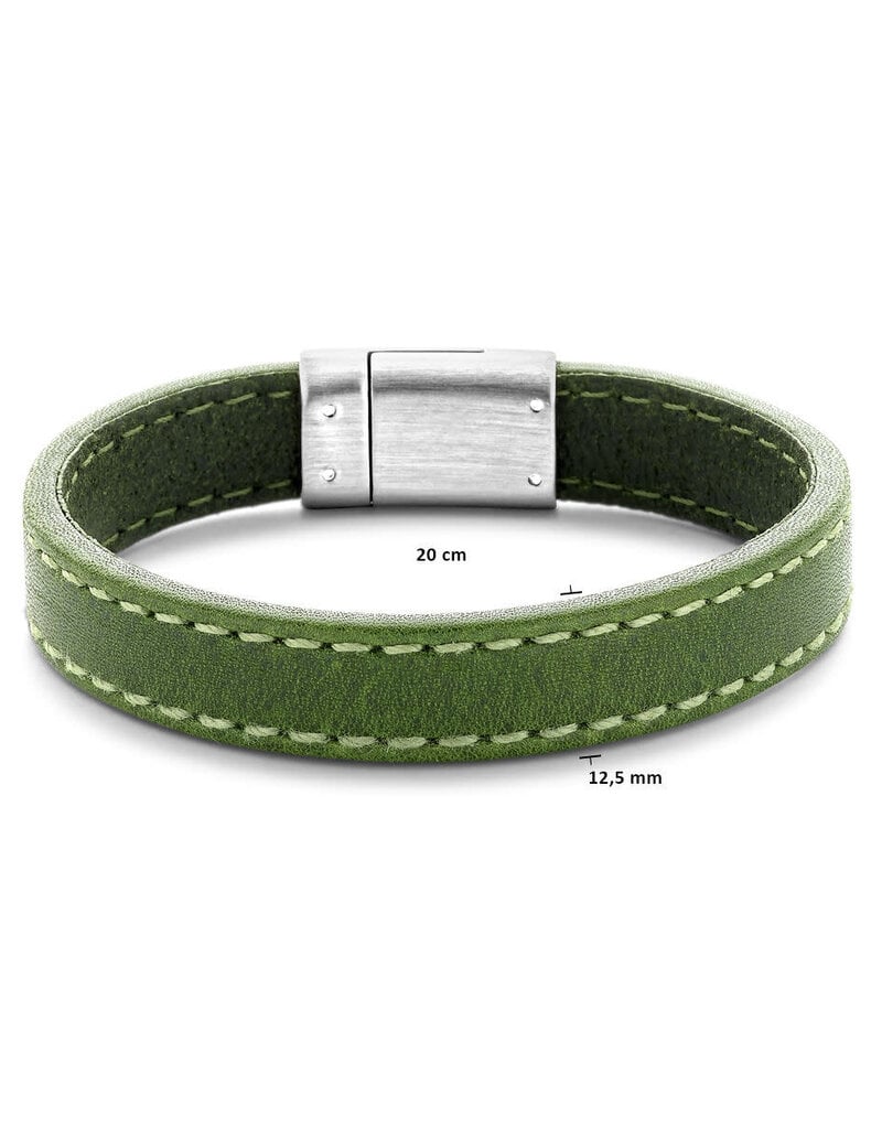 Thomss Leren armband - Groen - 20 cm