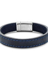 Thomss Leren armband - Blauw - 20 cm