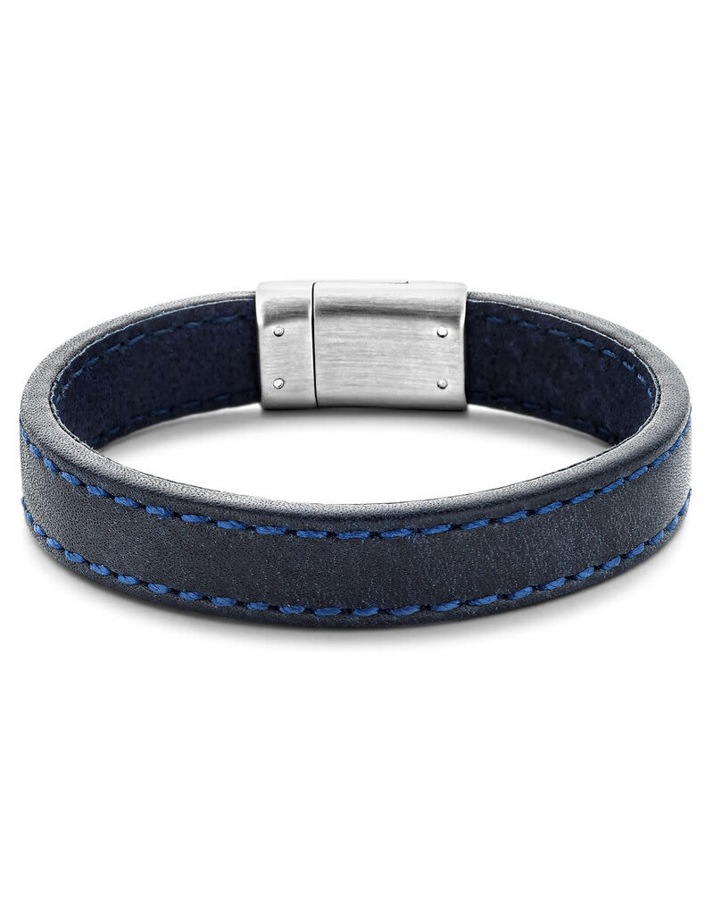 Thomss Leren armband - Blauw - 20 cm