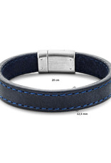 Thomss Leren armband - Blauw - 20 cm