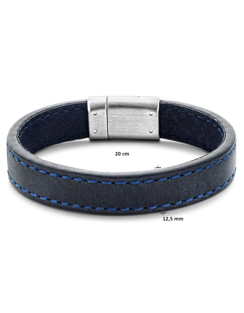 Thomss Leren armband - Blauw - 20 cm