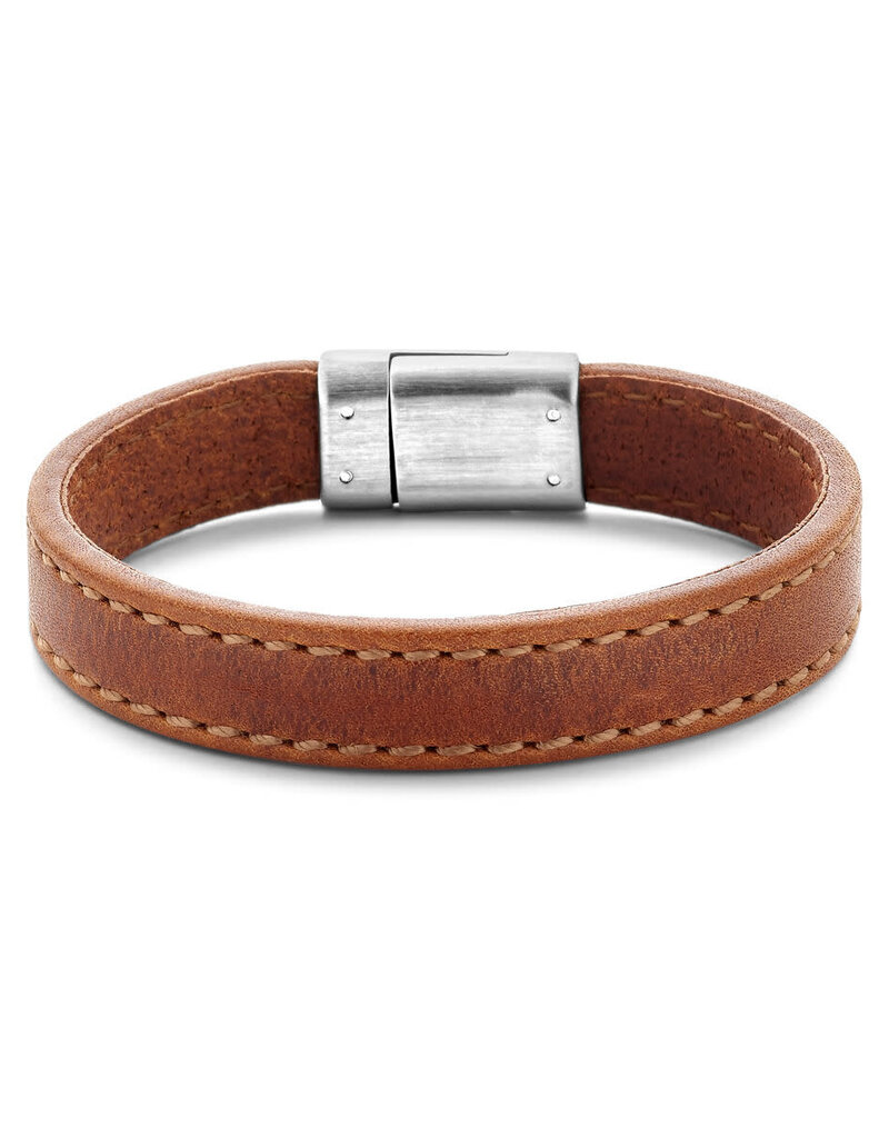 Leren armband - Cognac - 20 cm