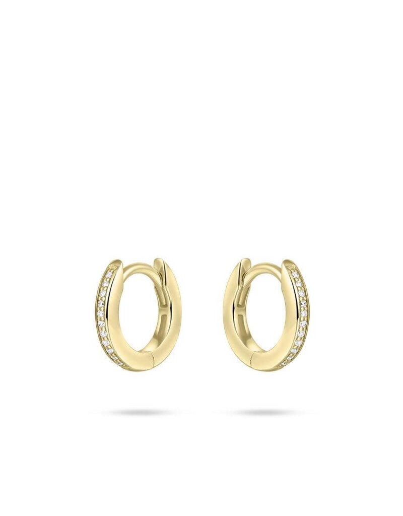Gisser Hoops - Verguld zilver oorringen - Zirkonia - 12 mm