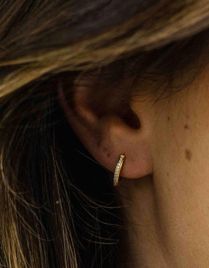 Gisser Hoops - Verguld zilver oorringen - Zirkonia - 12 mm