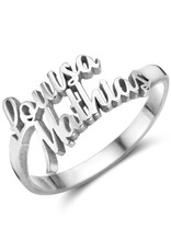 Zilveren naam ring met 2 namen - model Louisa-Mathias