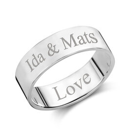 Zilveren ring - Vlak 6 mm - Gravure