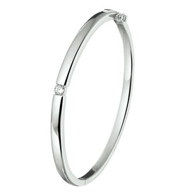 Zilveren bangle - Gerodineerd - Zirkonia - 60 mm