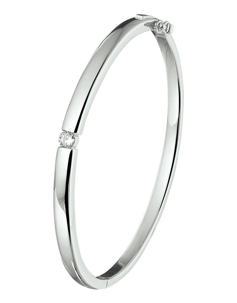 Zilveren bangle - Gerodineerd - Zirkonia - 60 mm