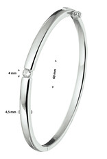 Zilveren bangle - Gerodineerd - Zirkonia - 60 mm