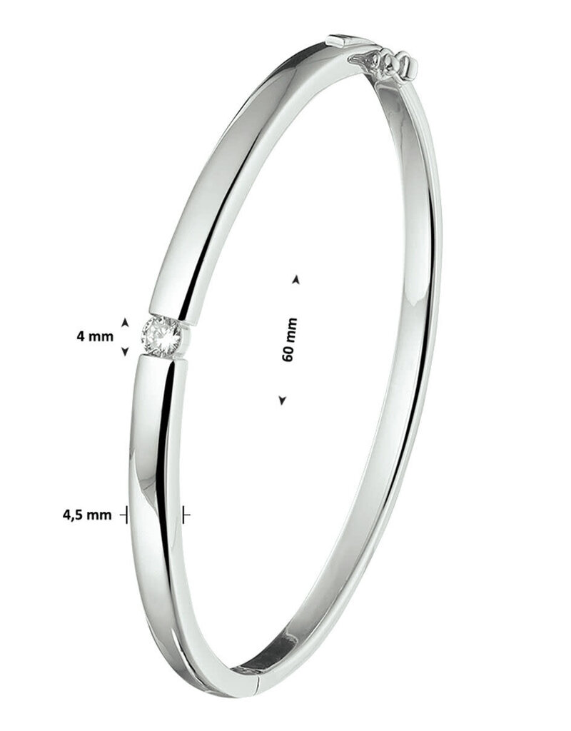 Zilveren bangle - Gerodineerd - Zirkonia - 60 mm