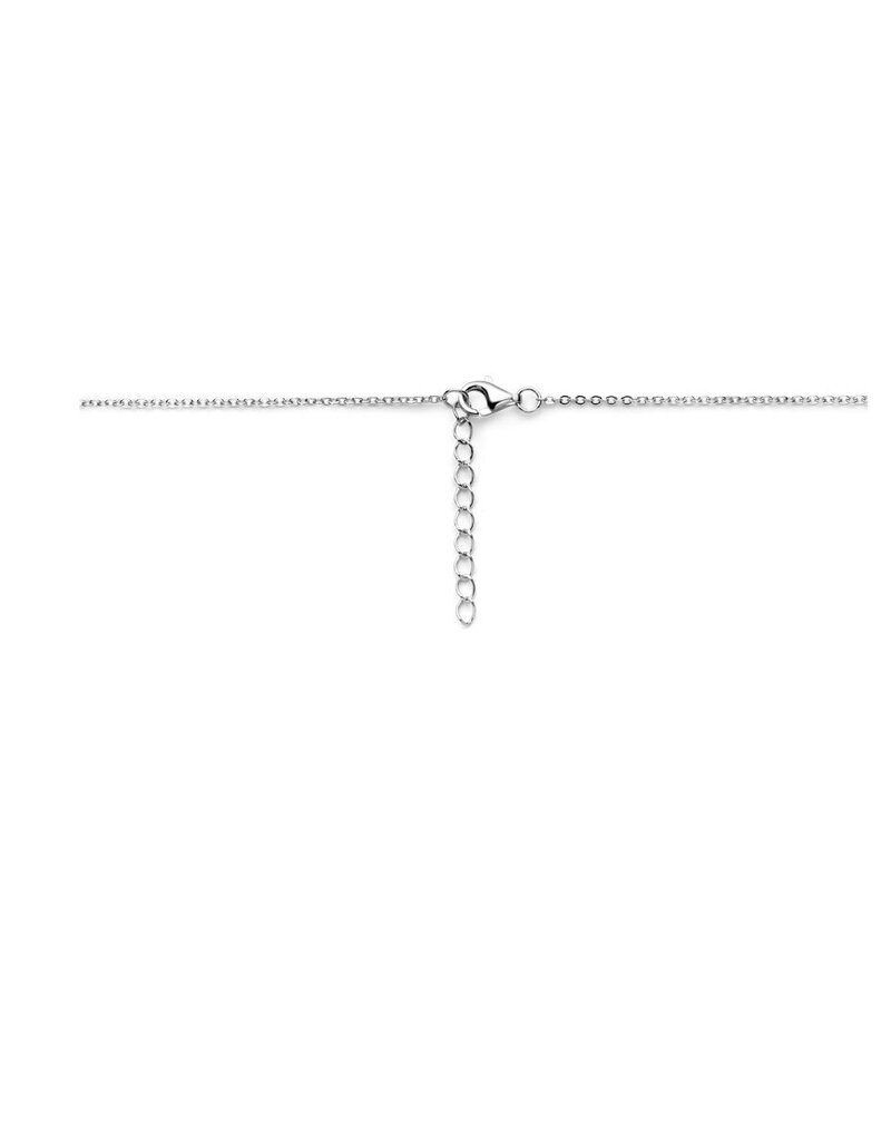 Zilveren collier - Gerhodineerd - Hartjes - Zirkonia - 42 + 3 cm