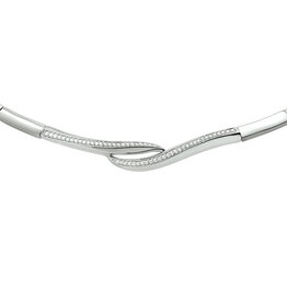 Zilveren choker - Gerhodineerd - Zirkonia - 43+3 cm