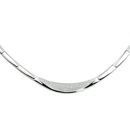 Zilveren collier - Gerhodineerd - Zirkonia - 42-45 cm