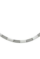 Zilveren collier - Gerhodineerd - Mat/glanzend - Zirkonia - 43 cm