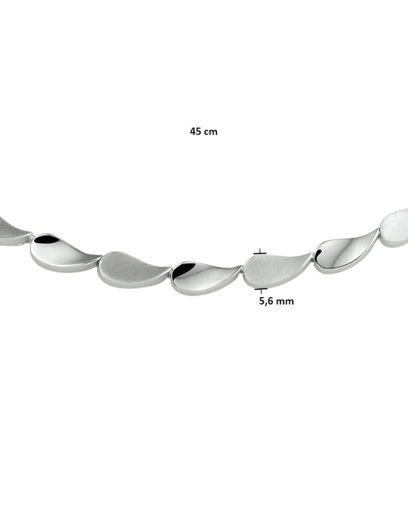 Zilveren collier - Gerhodineerd - Mat/glanzend - 45 cm