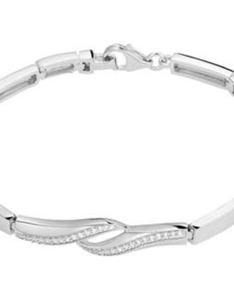 Zilveren armband - Gerhodineerd - Zirkonia - 7 mm - 18.5 cm