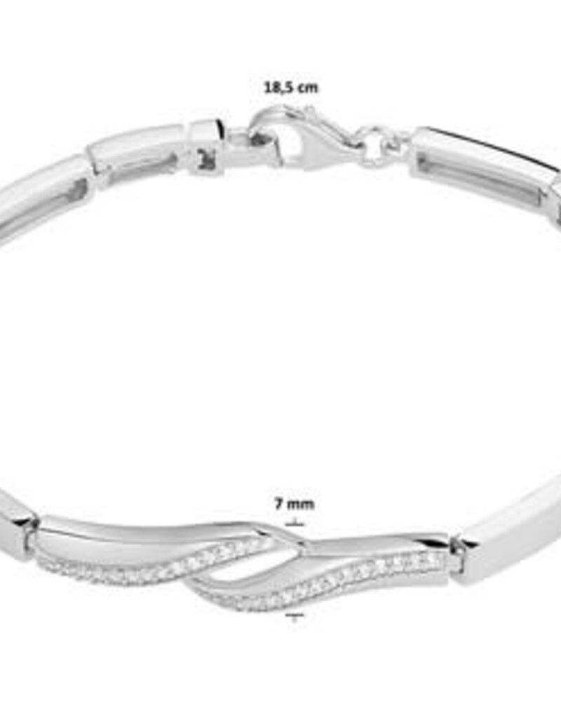 Zilveren armband - Gerhodineerd - Zirkonia - 7 mm - 18.5 cm