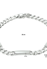 Zilveren armband - Gerhodineerd - 3 plaatjes - Gourmet - 5 mm - 20 cm