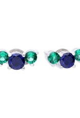 Diamonfire Zilveren oorknoppen - Gerhodineerd - Zirkonia - Blauw groen