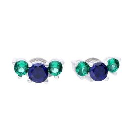 Diamonfire Zilveren oorknoppen - Gerhodineerd - Zirkonia - Blauw groen