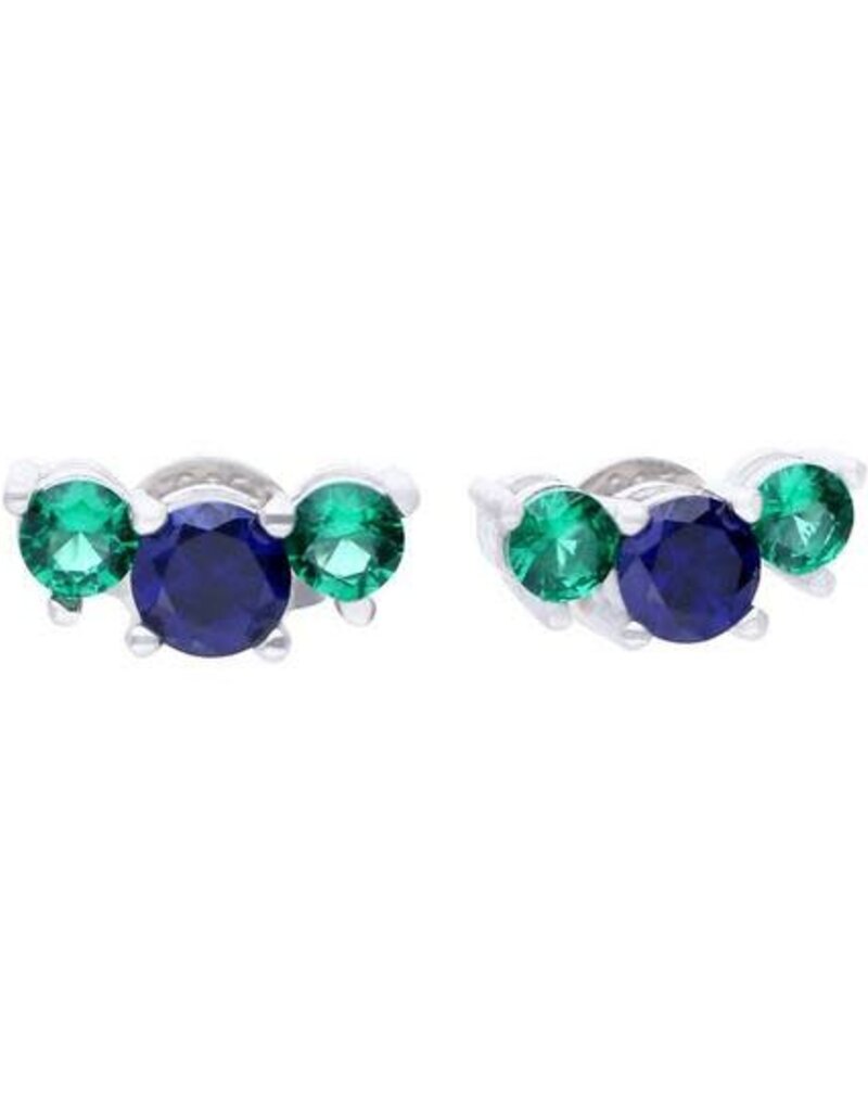 Diamonfire Zilveren oorknoppen - Gerhodineerd - Zirkonia - Blauw groen