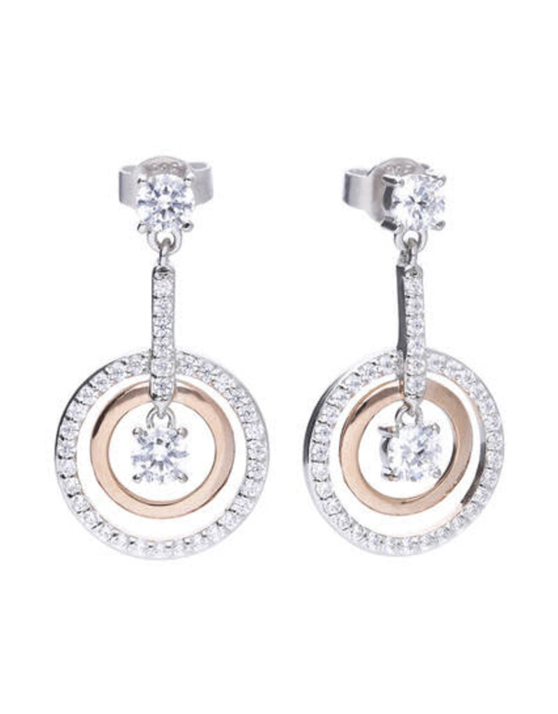 Diamonfire Zilveren oorhangers - Rosé accent - Gerhodineerd - Zirkonia