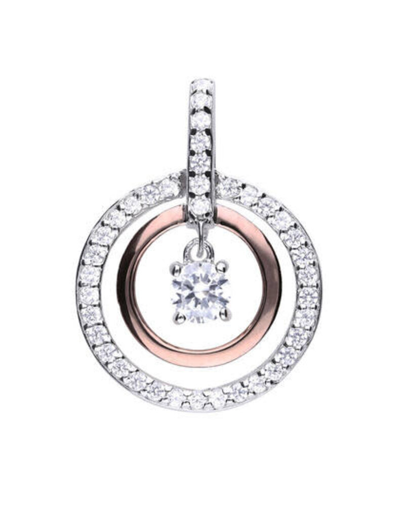 Diamonfire Zilveren collier - Rosé accent - Gerhodineerd - Zirkonia - 45 cm