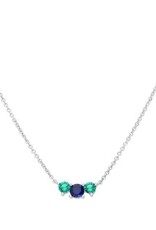 Diamonfire Zilveren collier - Gerhodineerd - Zirkonia - Blauw groen - 45 cm